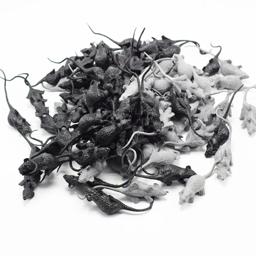 10pcs Hallowen Party Decor Fake Rat Mini Black Grey Mouse Model Creative Scary Trick Kids Toy Trick Prank Prop