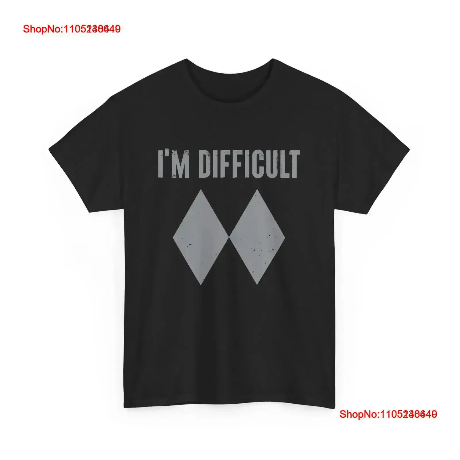 I'm Difficult Funny Double Black Diamonds Ski Snowboard T Shirt vintage Washed Versatile fashion homme streetwear vintage