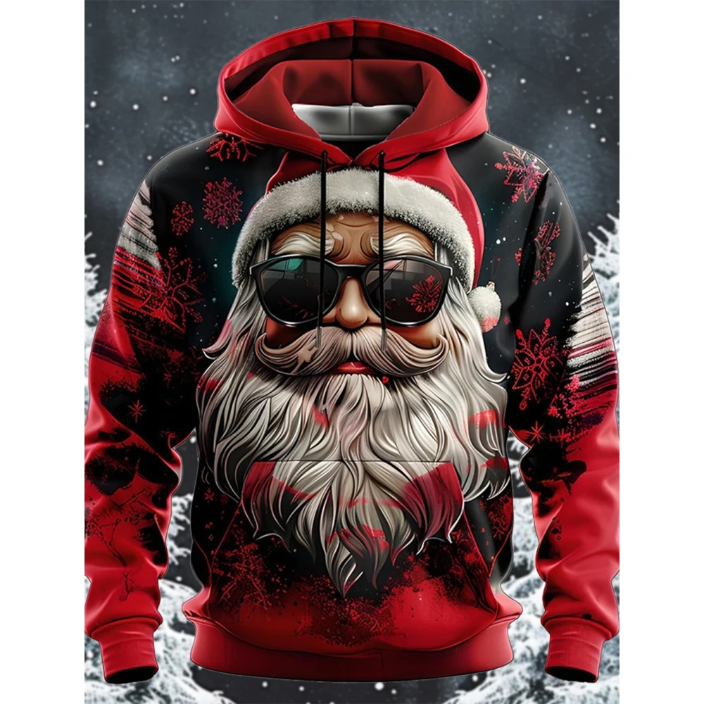 Santa Claus Mannen Mode 3D Print Hoodie Vakantie Streetwear Kerst Hoodies Hoodies Met capuchon Voorhoes Ontwerper Hoodie Sweatshirt