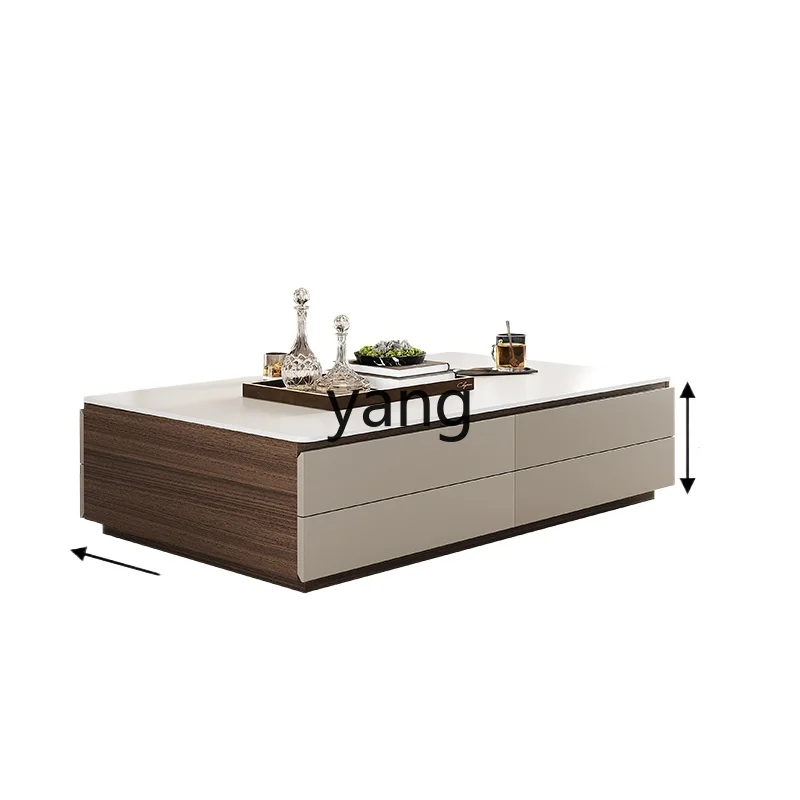 CX  simple modern solid wood rock slab coffee table living room household small apartment tea table cream wind coffee table