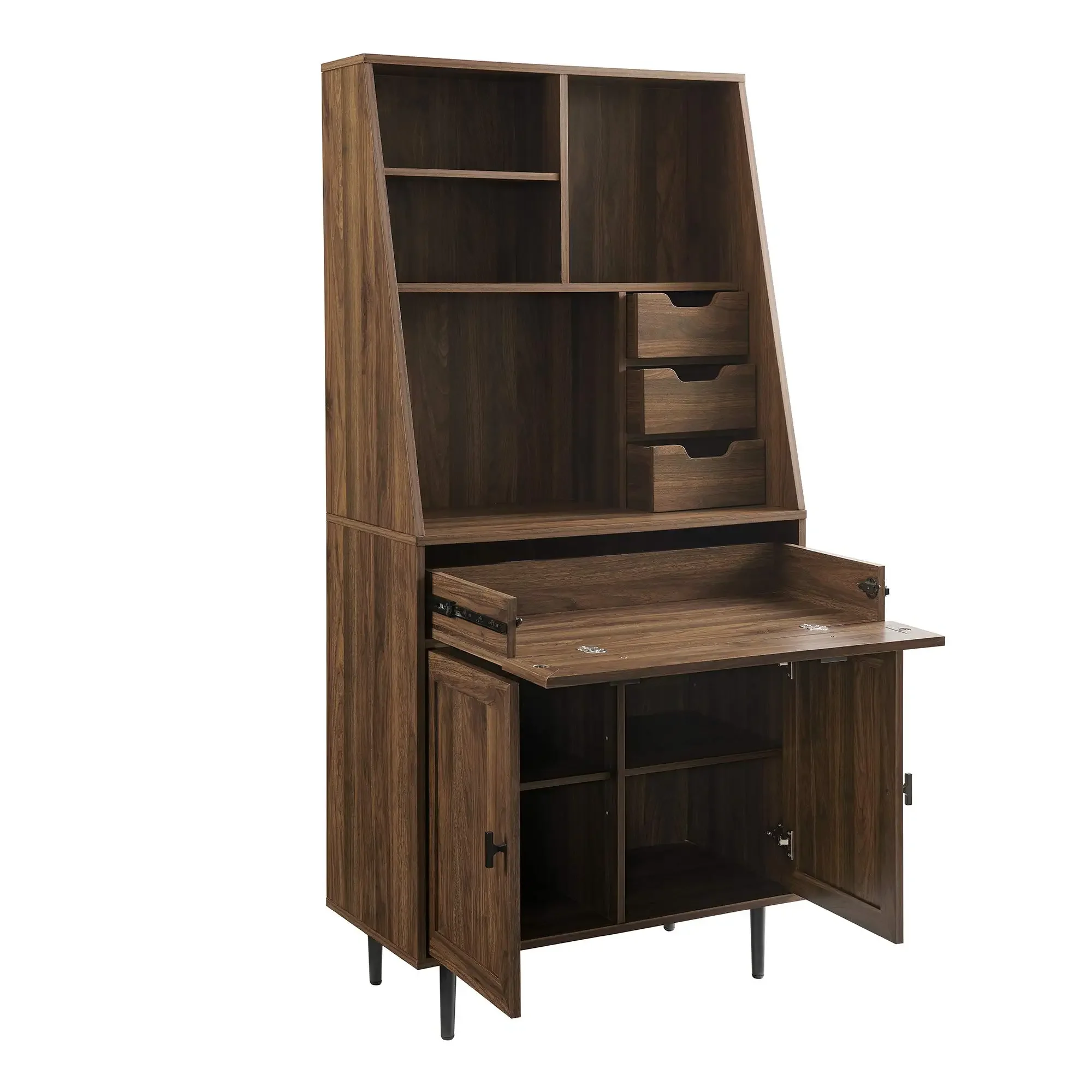 Customized Hutch Wood Desk with Keyboard Drawer Bookshelf Storage Home Office Storage Cabinet