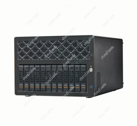 

12-bay Hot Swap-serverchassis, ondersteuning voor ATX-moederbord NAS-opbergdoos voor netwerkgegevens Industriële pc-bediening