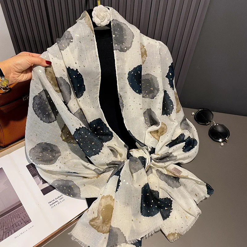 

Мягкий вискозный шарф с блестящей кругой в горошек в стиле бохо, шикарная шаль с тонкой бахромой, женский идеально подходит для путешествий и повседневного мусульманского хиджаба 180*90 см