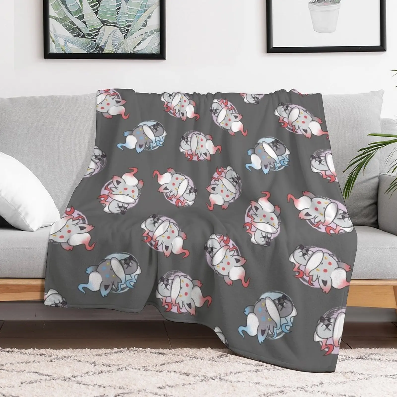 Hisuian Zorua Seamless Pattern Throw Blanket Stuffeds wednesday Thermal Softest Blankets