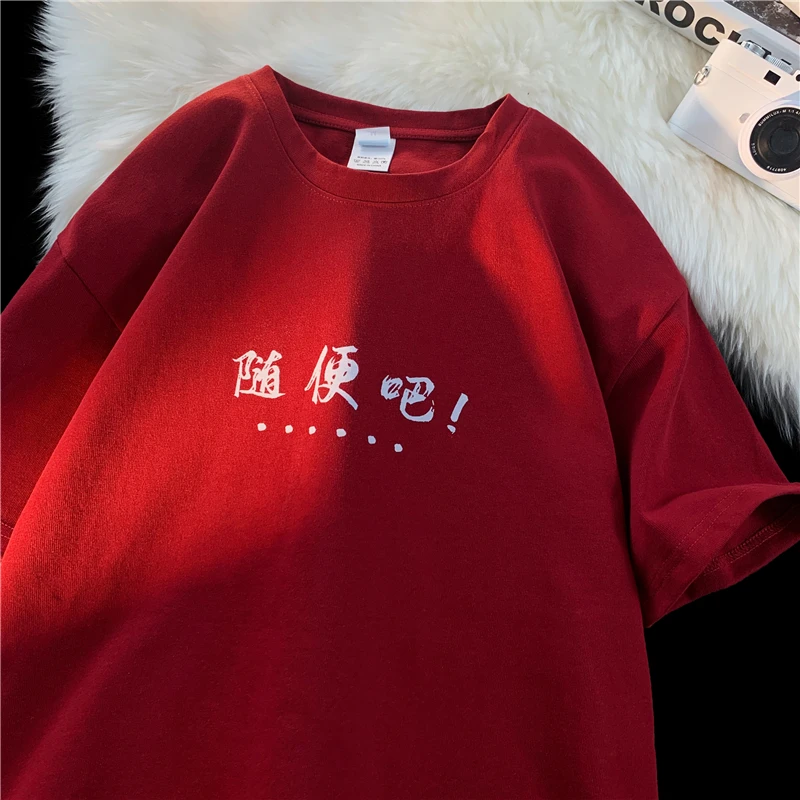 Vintage New in Tops & Tees T-shirts Man Summer 2024 Short Sleeve Tee Chinese Characters Men Clothing Cotton T-shirt for Men Mens