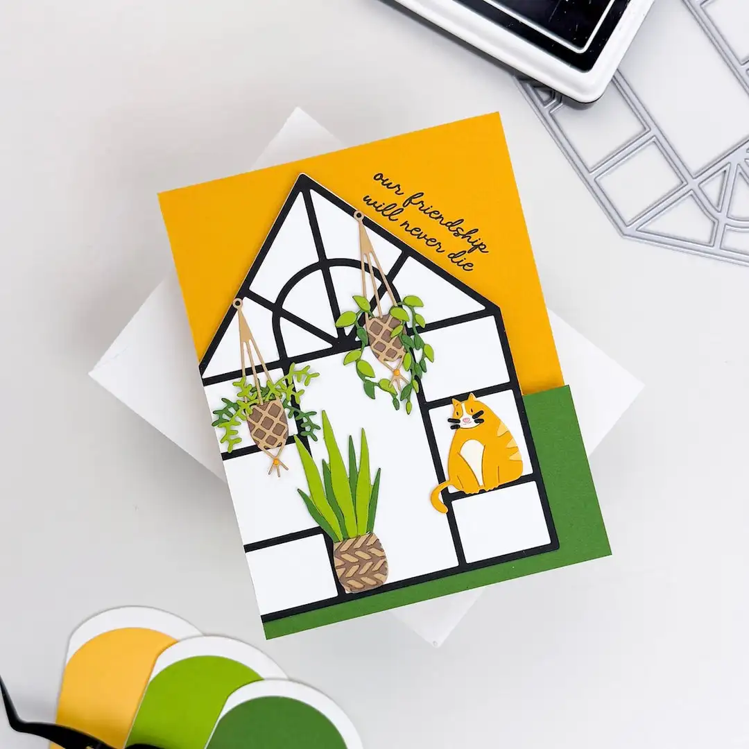 

April 2026 Beautiful House Plants Flowers Metal Cutting Dies Clear Stamps for DIY Making Gift Card Scrapbook Craft Decoration