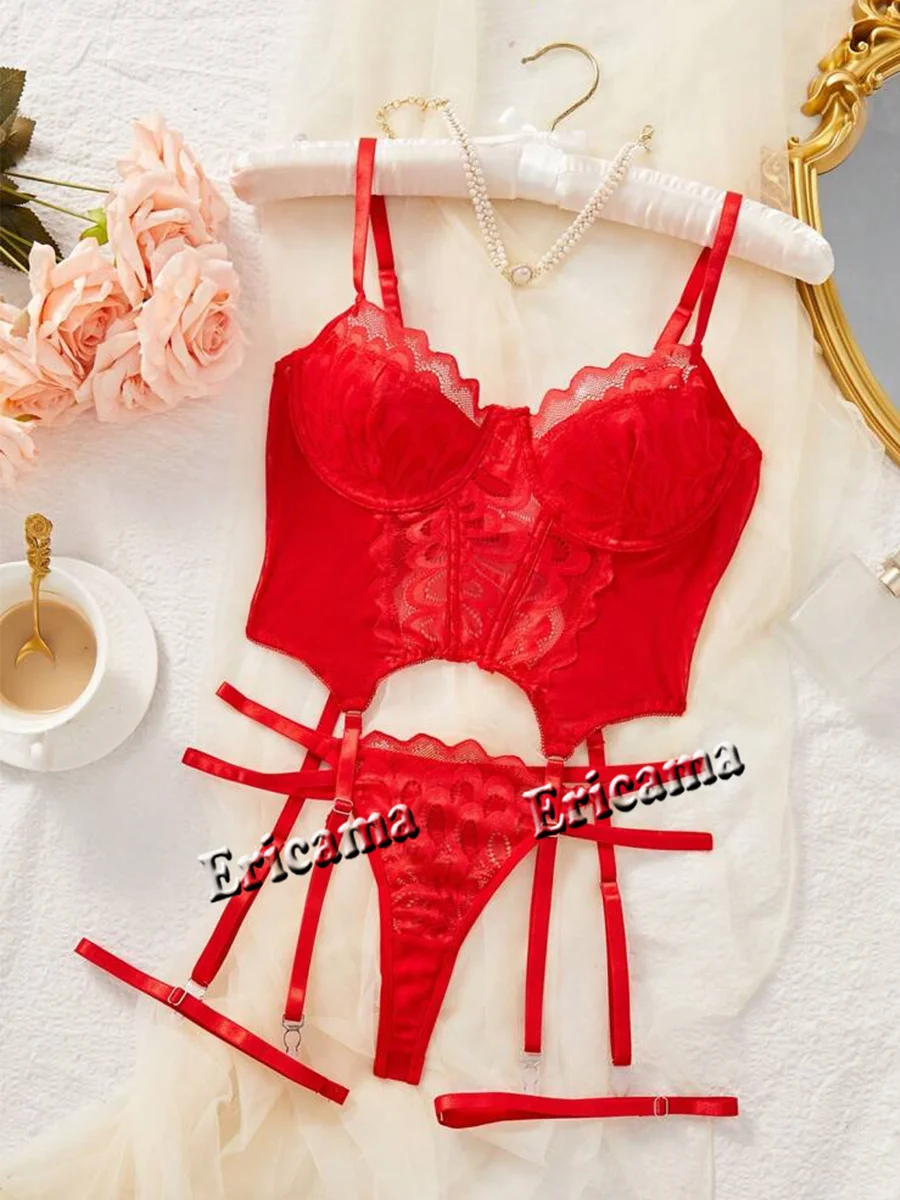 Lace Erotic Lingerie Set Bow D - Garter Belt Set review and price