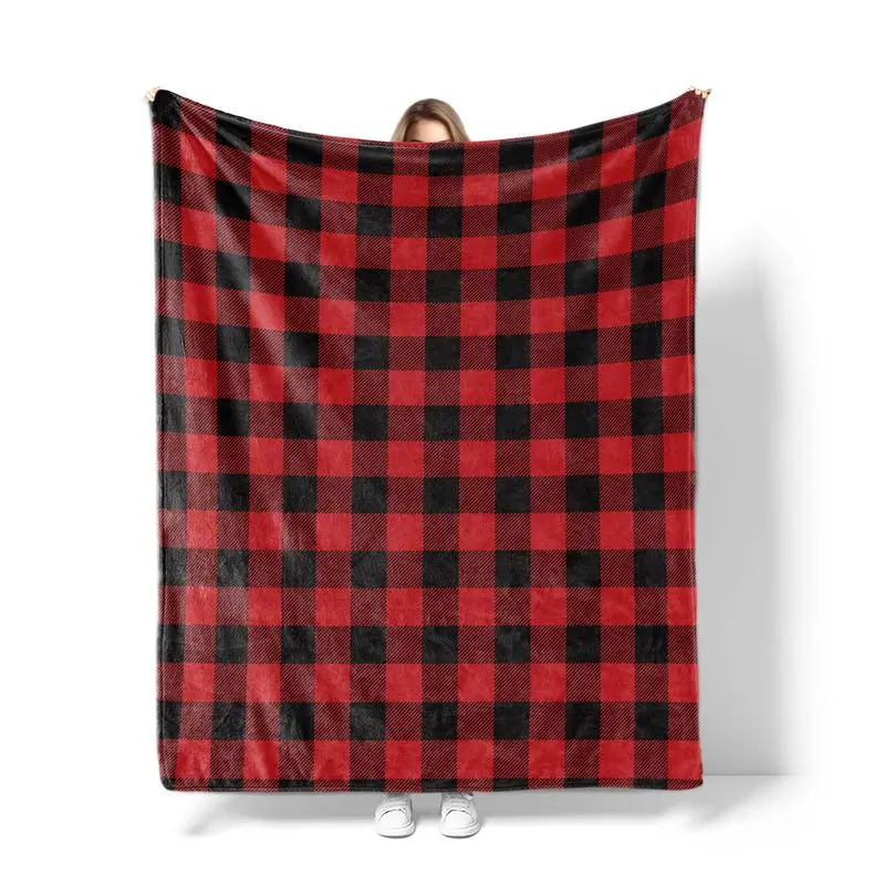 VIKAMA Buffalo Plaid Checkered Throw Blanket Red Black Lumberjack Pattern For Couch Sofa Bed Warm Cozy Winter Home Decor