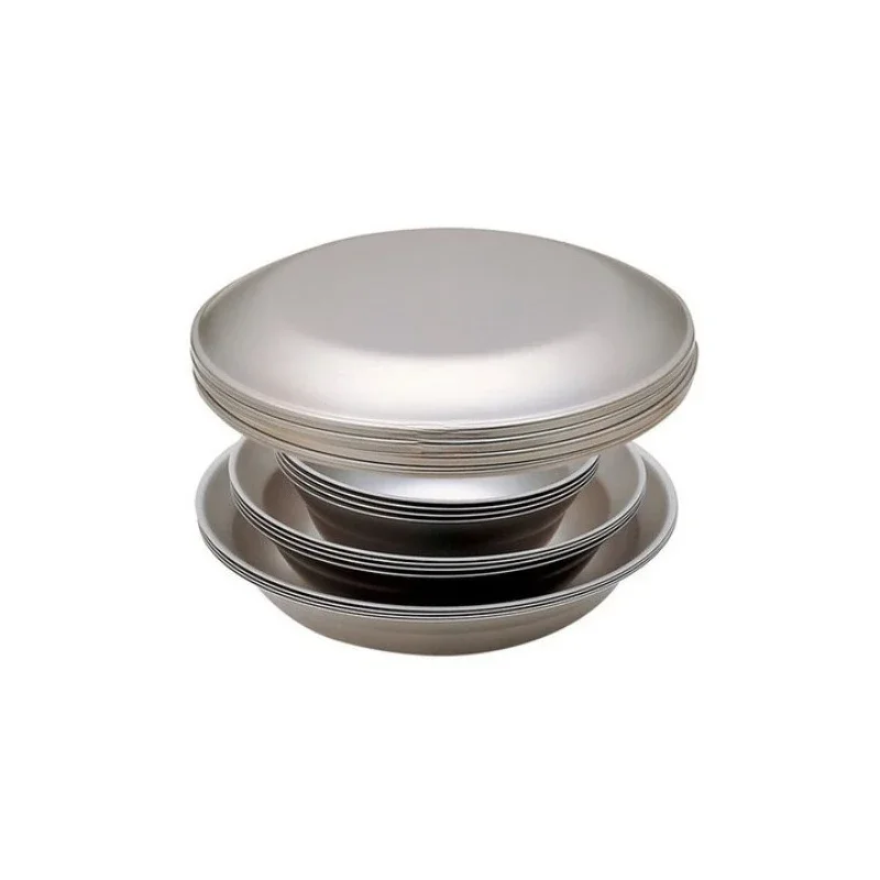 Outdoor stainless steel dinner plate bowl, four-piece set, self-driving camping picnic tableware