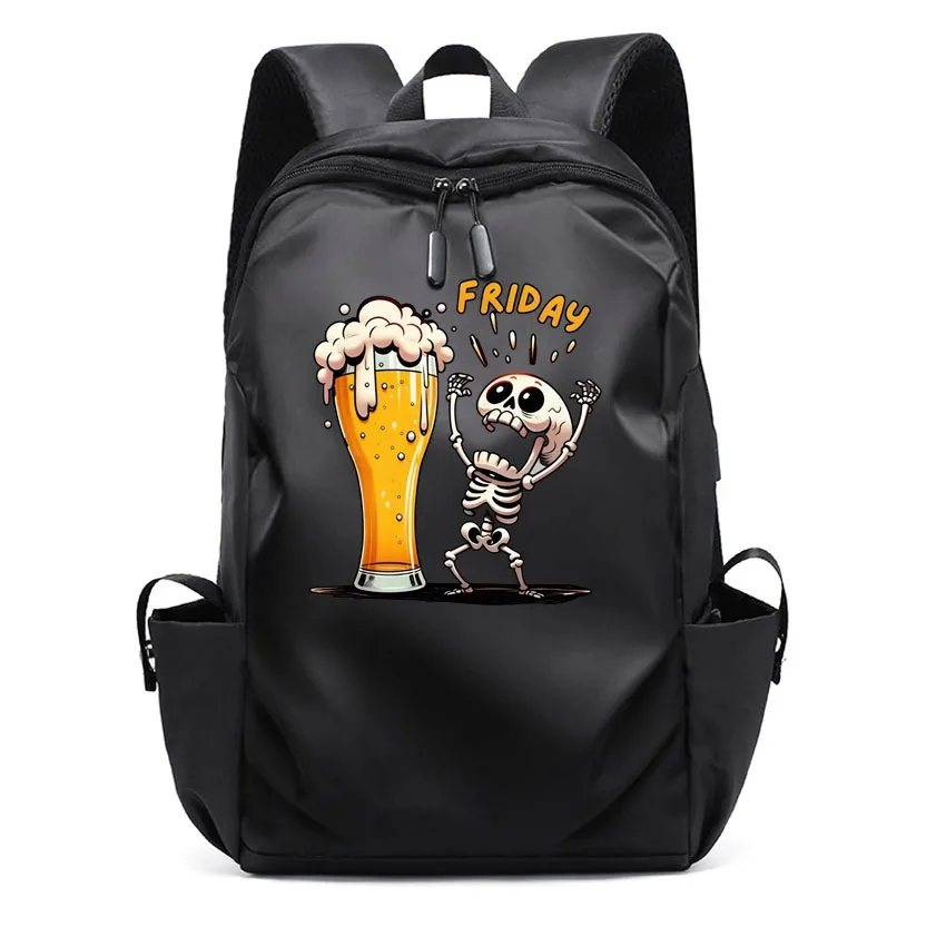 

Рюкзак для девочек-студентов, женщин и мужчин, модный дорожный женский рюкзак для ноутбука, милый скоростной пивной забавный рюкзак с 3D принтом черепа, зарядка через USB