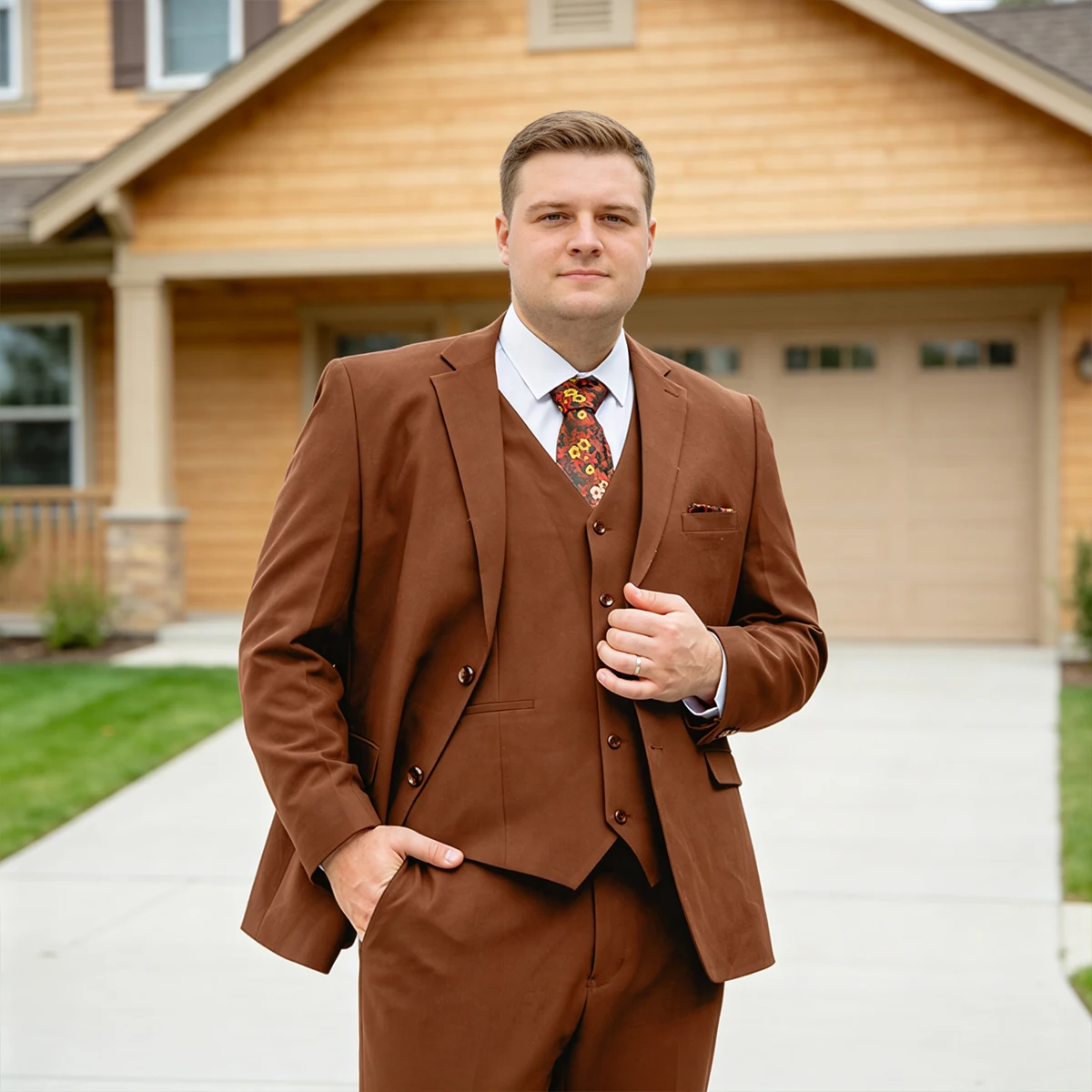 Simple Men Suit Notched Lapel Single Breasted Slim Fit Jacket Pants 3 Pieces Customized Formal Business Wear