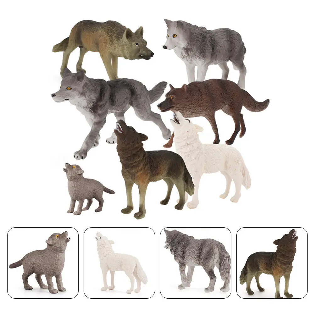 

7Pcs Realistic Wolf Ornaments Mini Garden Decoration Cute Microlandscape Supplies Desktop Decor Wildlife Statues Fairy Garden