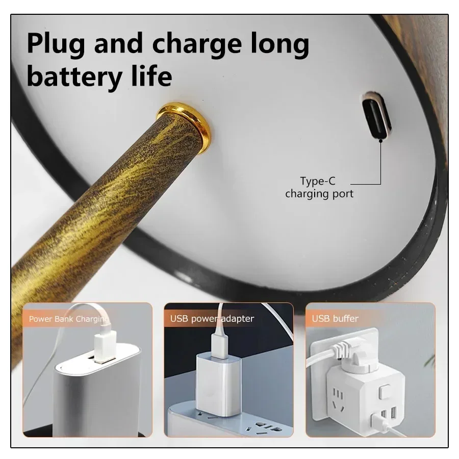 3 Color LED Table Lamp Rechargeable Dimmable Touch Sensor Desk Light Creative Office Bedroom Restaurant Hotel Bar Decor Lamp