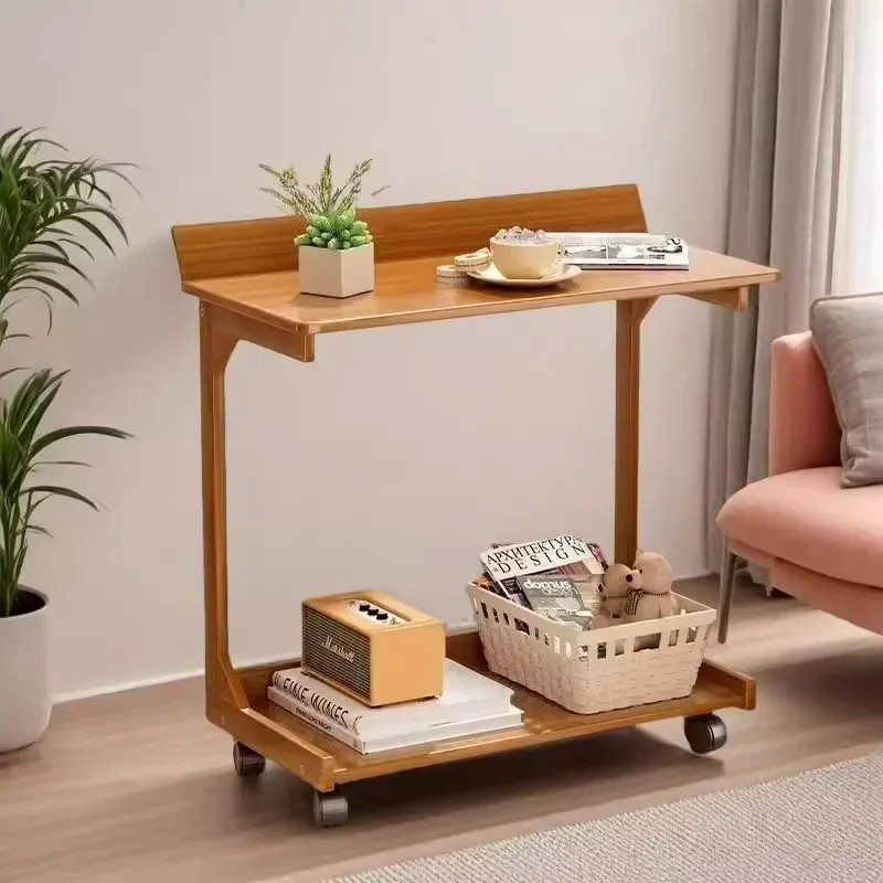 

Sofa side table removable small coffee table with wheels simple mini living room solid wood bedroom bedside table cabinet rack