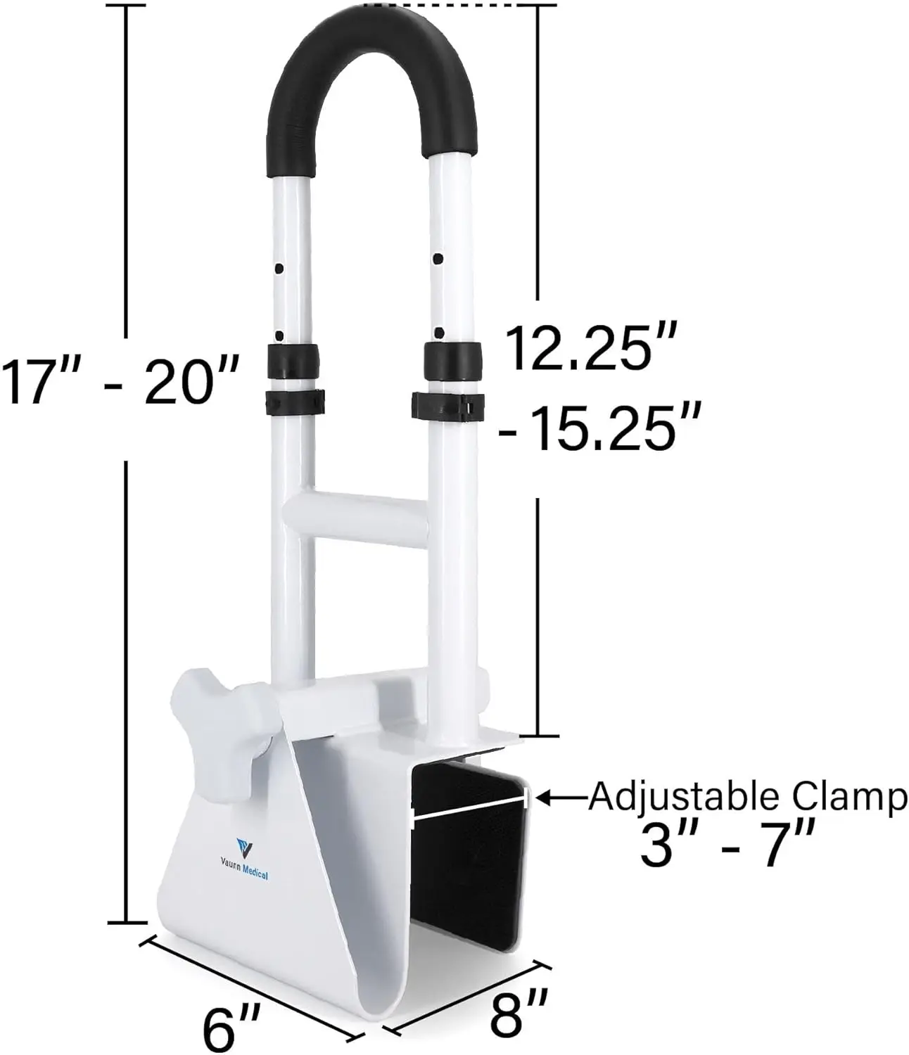高齢者や障害者向けの調節可能な浴槽安全レール、グラブバー付き、工具不要の設置、耐荷重300ポンド