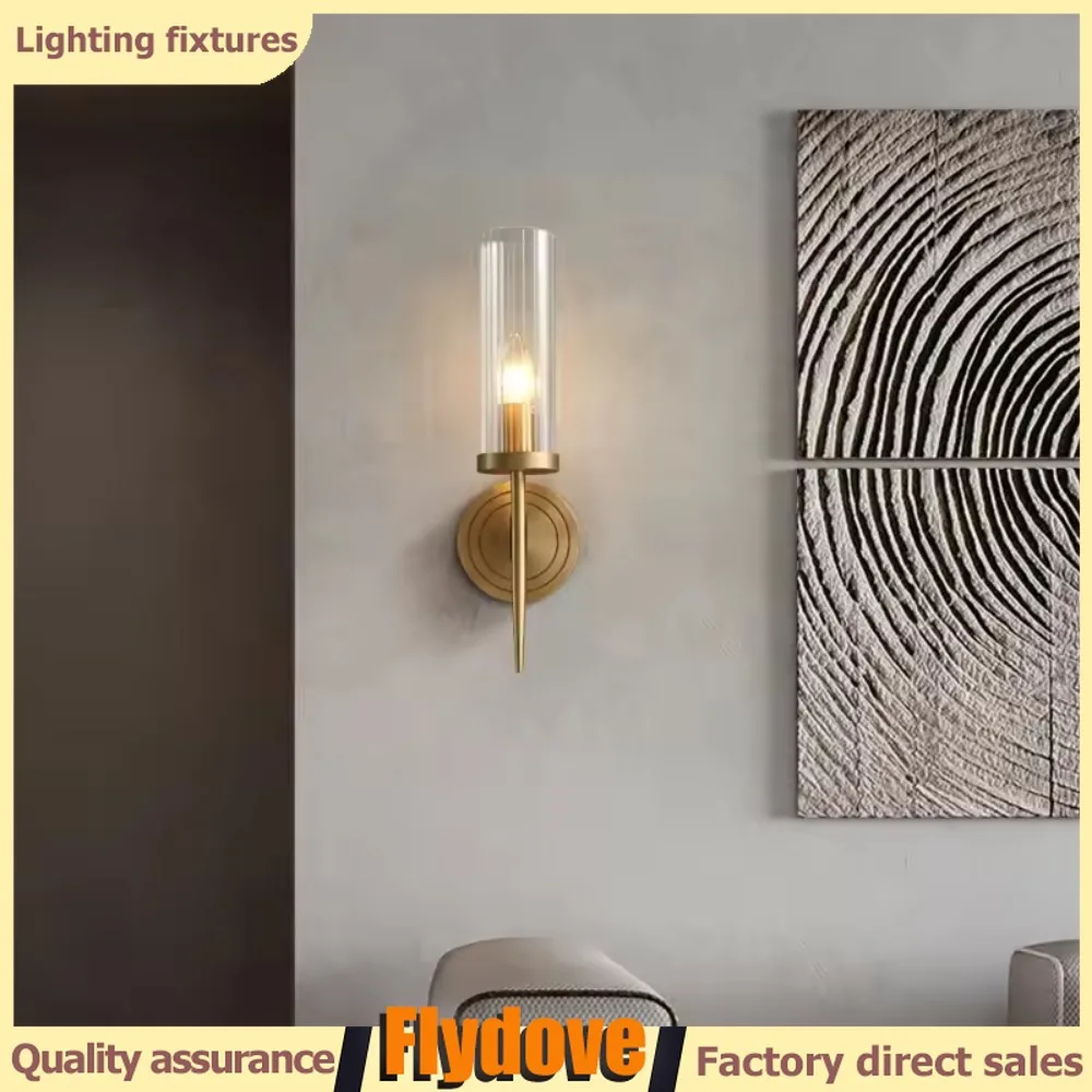 

Light Luxury Copper Wall Lamp Bedroom Bedside Lamp Nordic Modern Living Room Corridor Balcony Hotel Background LED Wall Lamp