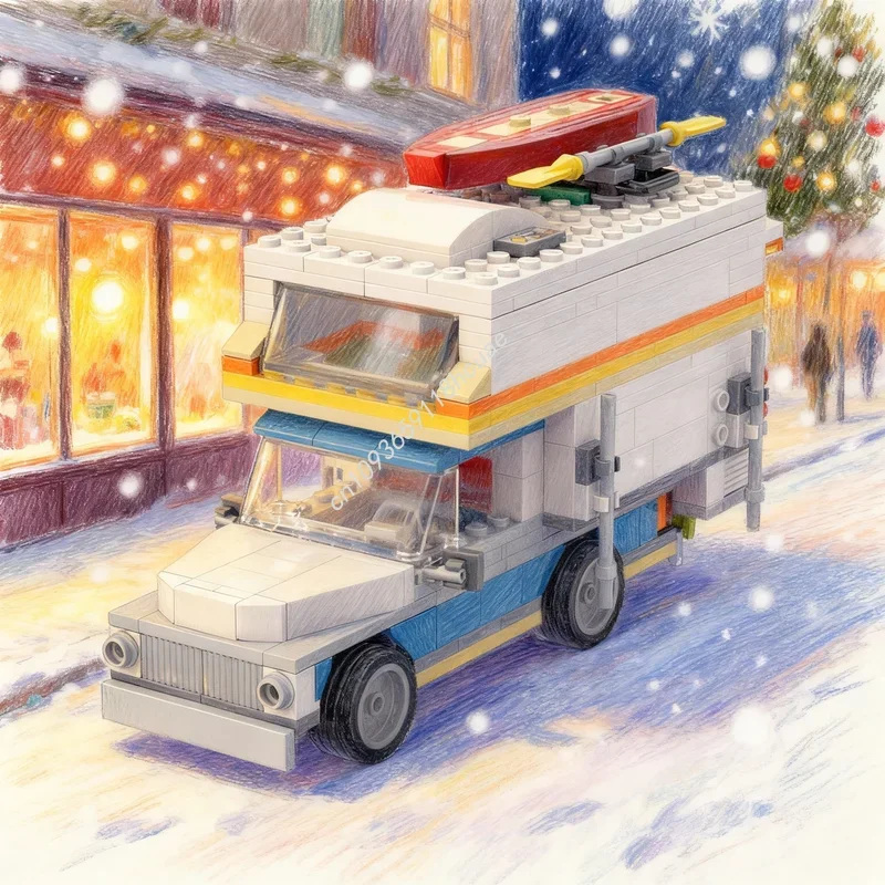 417pcs MOC City Truck Camper Alt Model Building Blocks Festival Gift Construction Toys DIY Creative Idea Brick Education