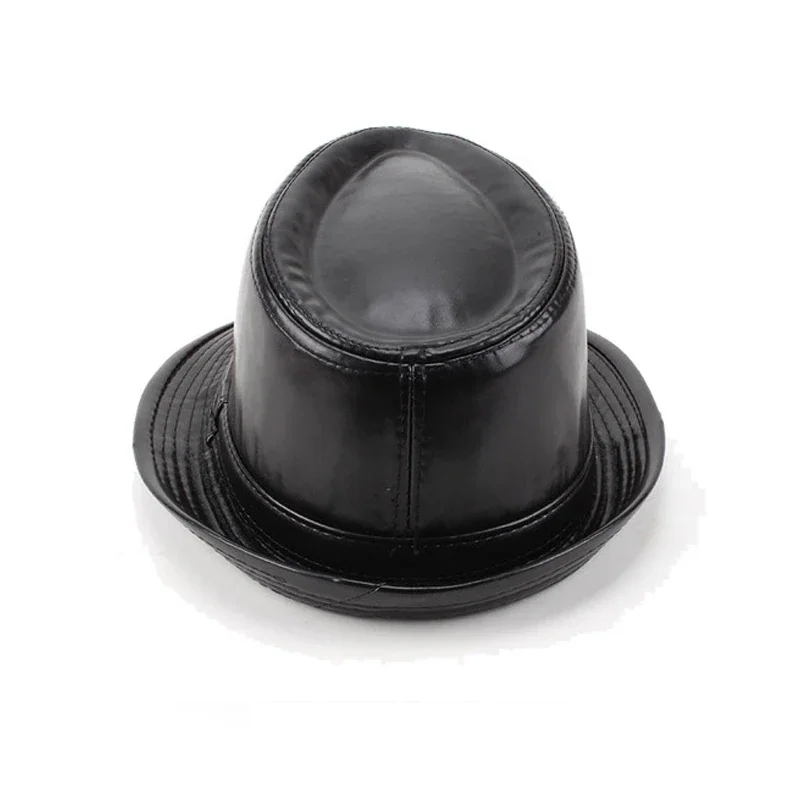 Rabbit / Leather Retro Plus Size Women Men's Black Oval Top Cap Fedora Heisenberg Mr White Porkpie Pork Pie Bowler Hat 57-59cm