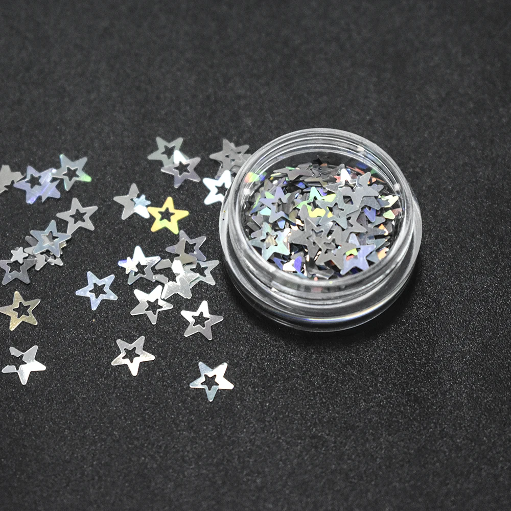 10G/bag Holographic Octagonal Star Glitter Mixes Hollow Star Nail Sequins Cross Star Glitters Nail Art Decorations