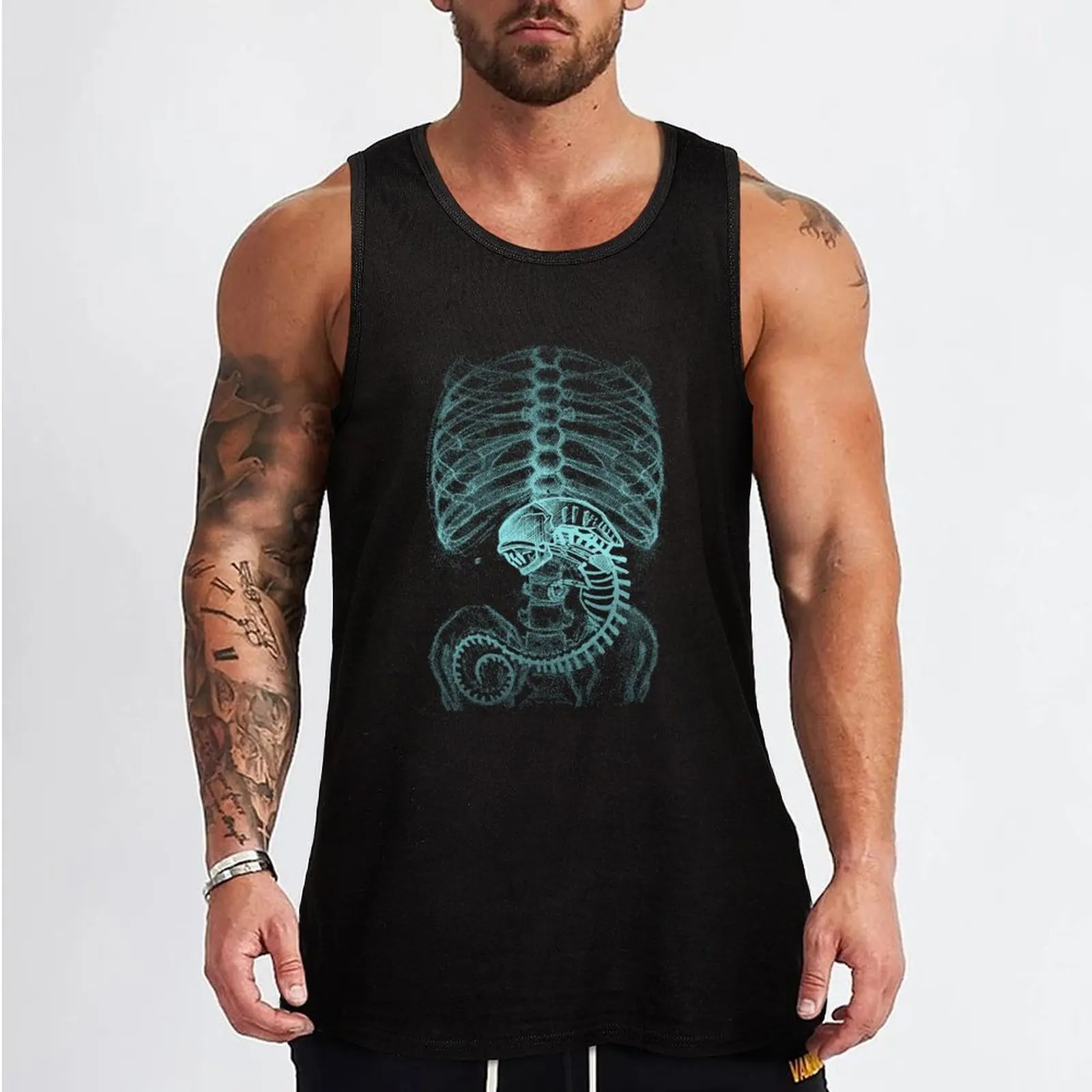 Alien radiography, x ray classic t shirt Tank Top Sports clothing Man summer clothes Gym t-shirt man Sports shirt man