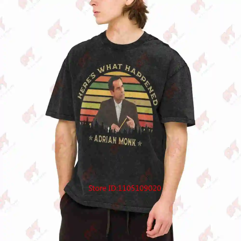 Here's What Happened Monk Adrian Vintage Washed Tee Pure Cotton T-Shirt
