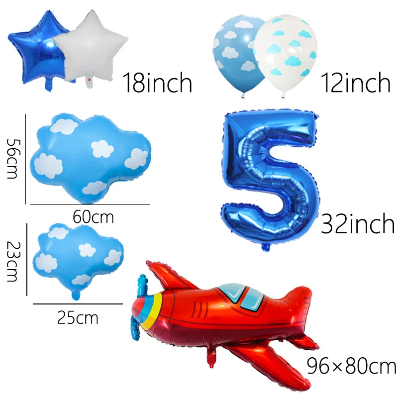 Flugzeug Ballon Set für Geburtstag Party Dekoration 32 Zoll blaue Zahl Ballon Wolke Ballon Flugzeug Party liefert – Detail 2