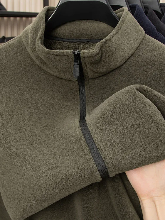 

Новая мужская утепленная двусторонняя флисовая куртка с воротником-стойкой 2025 года, осенне-зимняя теплая верхняя одежда, повседневная модная куртка из полиэстера