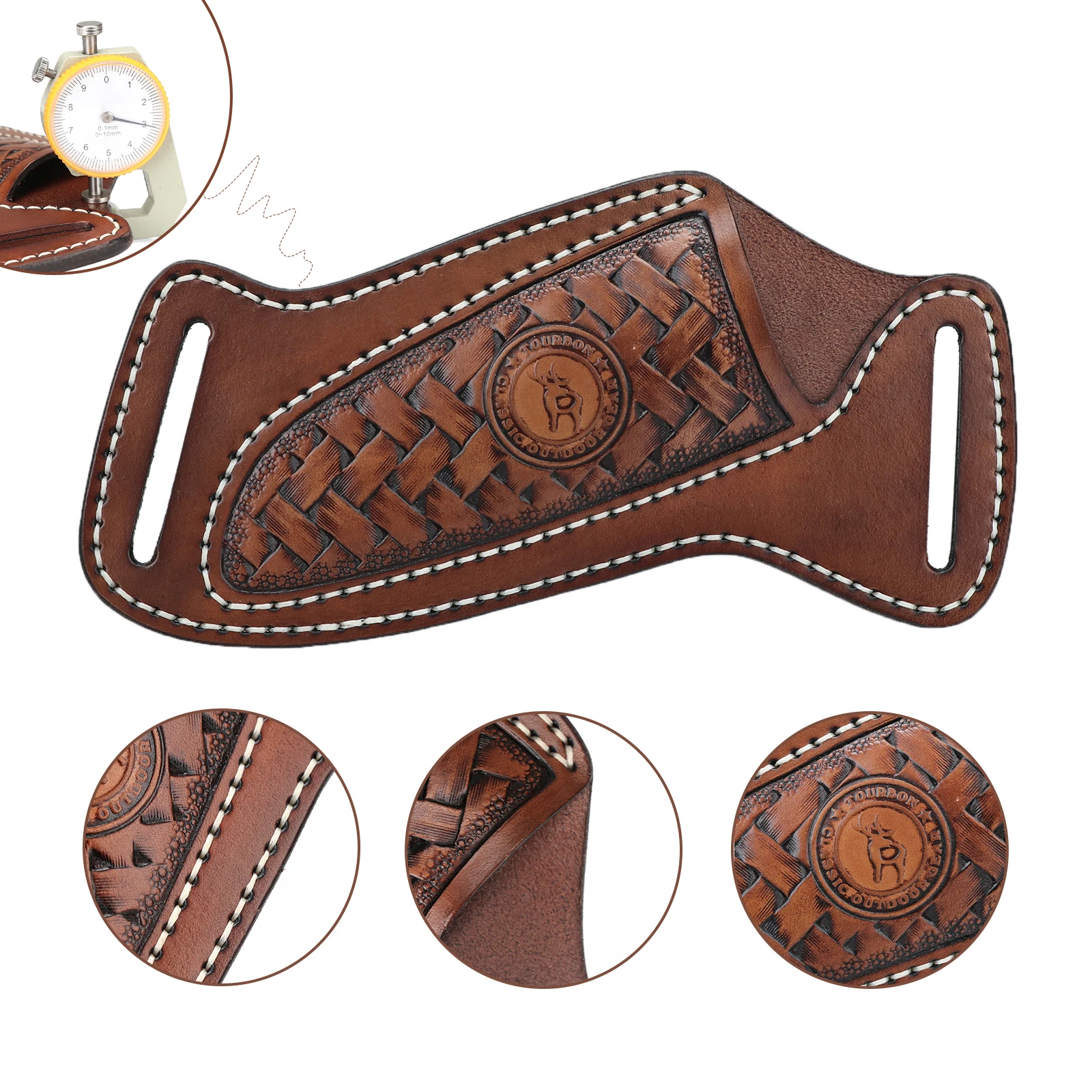 Tourbon Hunting Accessories Thick Leather Fixed Blade Cover Knife Sheath Handmade Brown with Belt Loop Camping