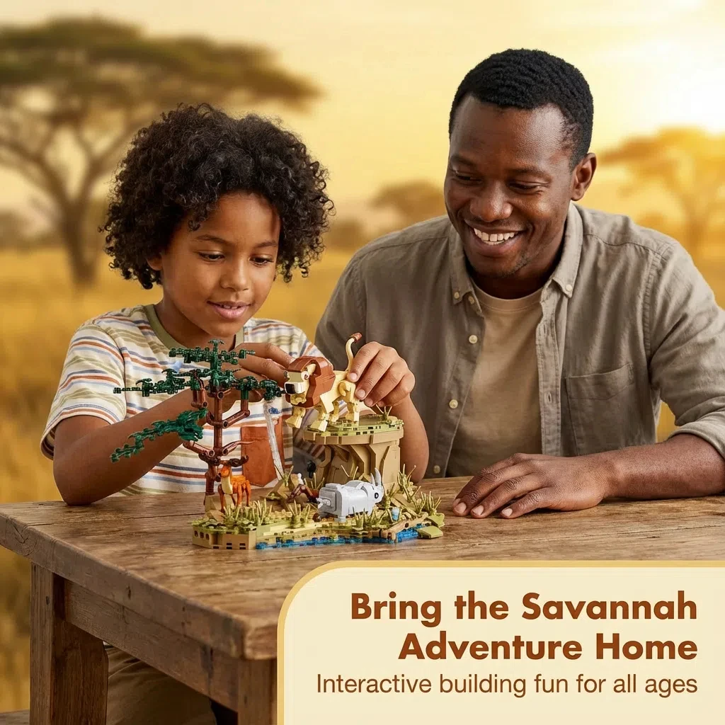 OUZEY Safari Adventure Building Blocks, kit modello animale con oltre 14 microparticelle, regalo giocattolo educativo STEM per ragazzi e adolescenti
