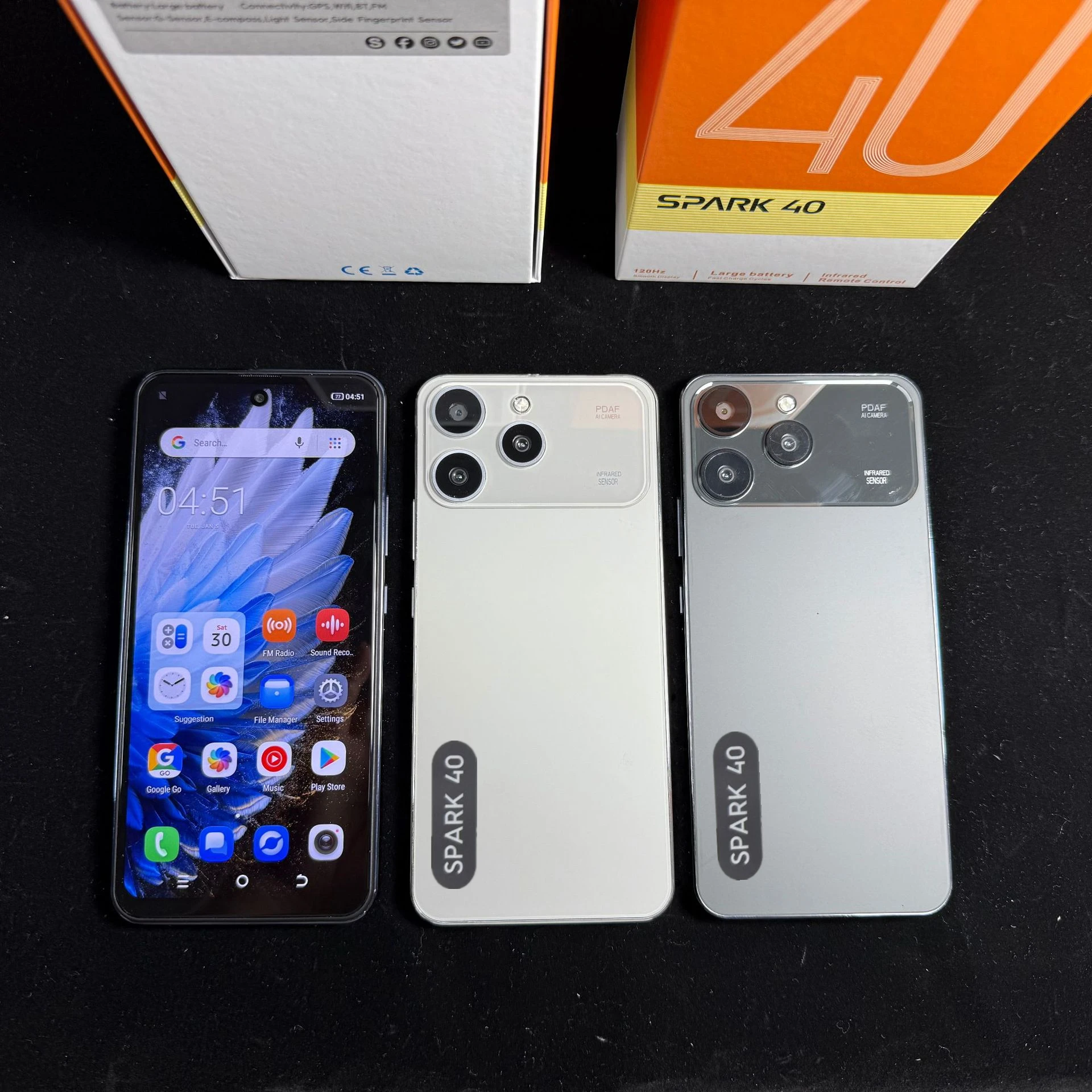 Smartfon SPARK 40, 3 GB RAM, 32 GB ROM, ekran 6,6 cala, telefon komórkowy z Androidem 14, MTK6737 Quad Core, podwójny aparat 13 MP + 16 MP, bateria 5000 mAh.