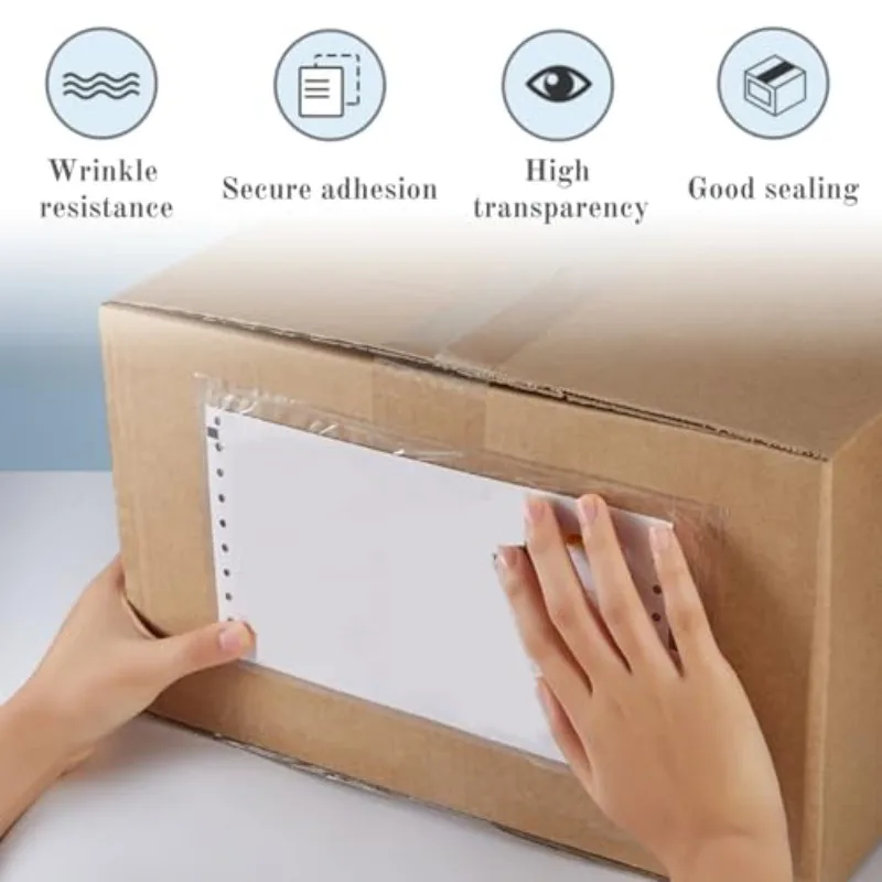 50 قطعة وثيقة لزجة عادية المغلقة محافظ البلاستيك أكياس الشحن قشر وختم دائم مقاوم للماء إرفاق الفواتير التعبئة
