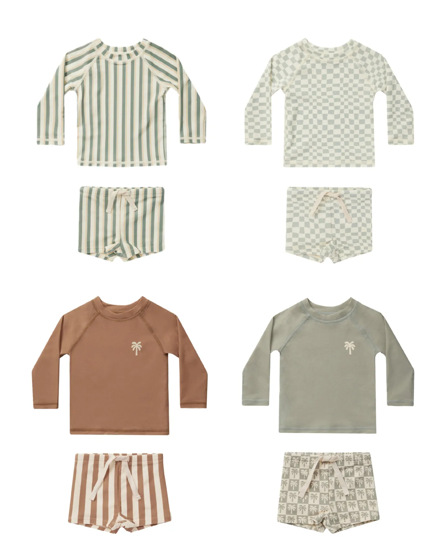 Baby Boys Summer New Swimwear Sets Long Sleeve Tops Printed Shorts 2pcs Beach Vacation Toddlers Kids Swimsuit Outfits