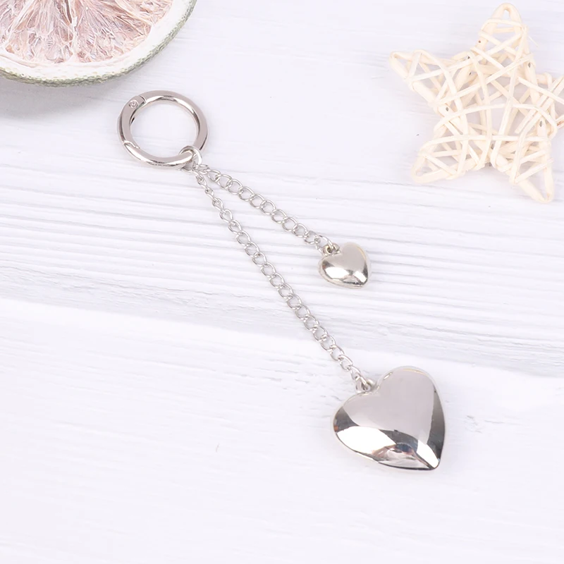 Fashion Heart Shaped Keychain Backpacks Pendant Heart Charm DIY Beads Chain Keyrings Keys Holder Gift For Girls Woman