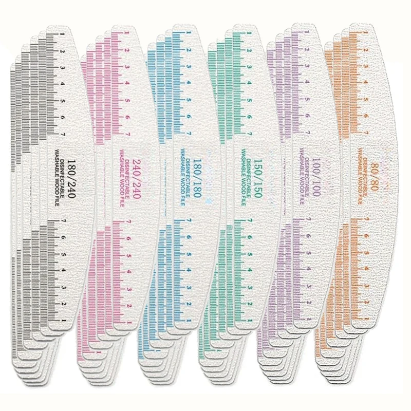 50/100 個ルールプリント爪やすり木製サンディングバッファブロックペディキュアマニキュア UV ジェルマニキュアプロ爪やすり人工爪