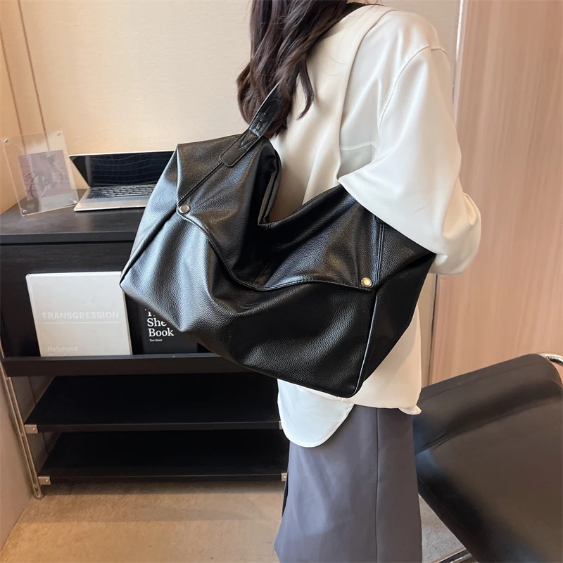 

Pure Color Pu Leather Simple Large Capacity Versatile Single Shoulder Crossbody Bag Pure Color Handbag for Women