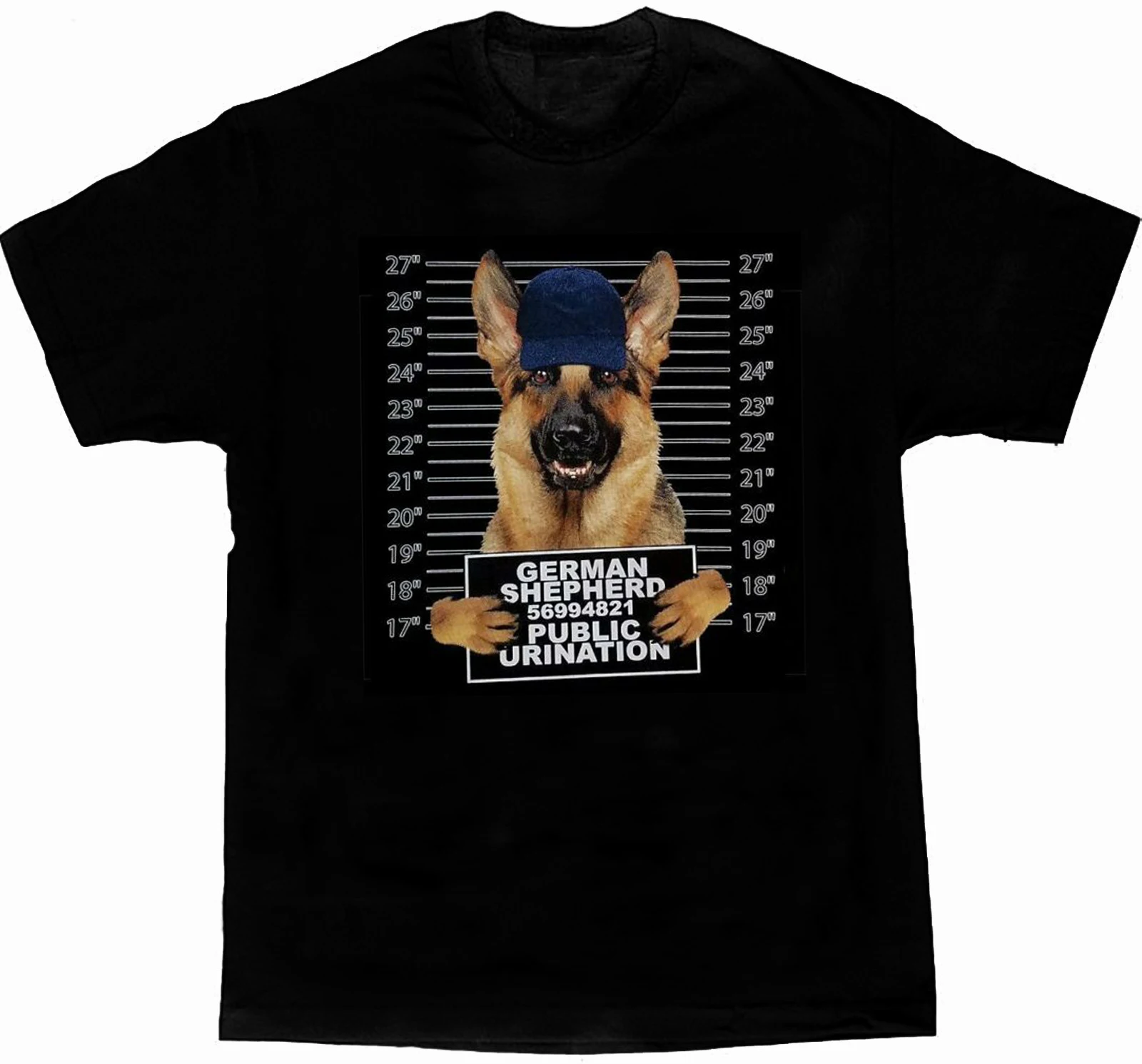 Funny German Shepherd Mug Shot Printed Dog Lovers Gift T Shirt. Short Sleeve 100% Cotton Casual T-shirts Loose Top Size S-3XL