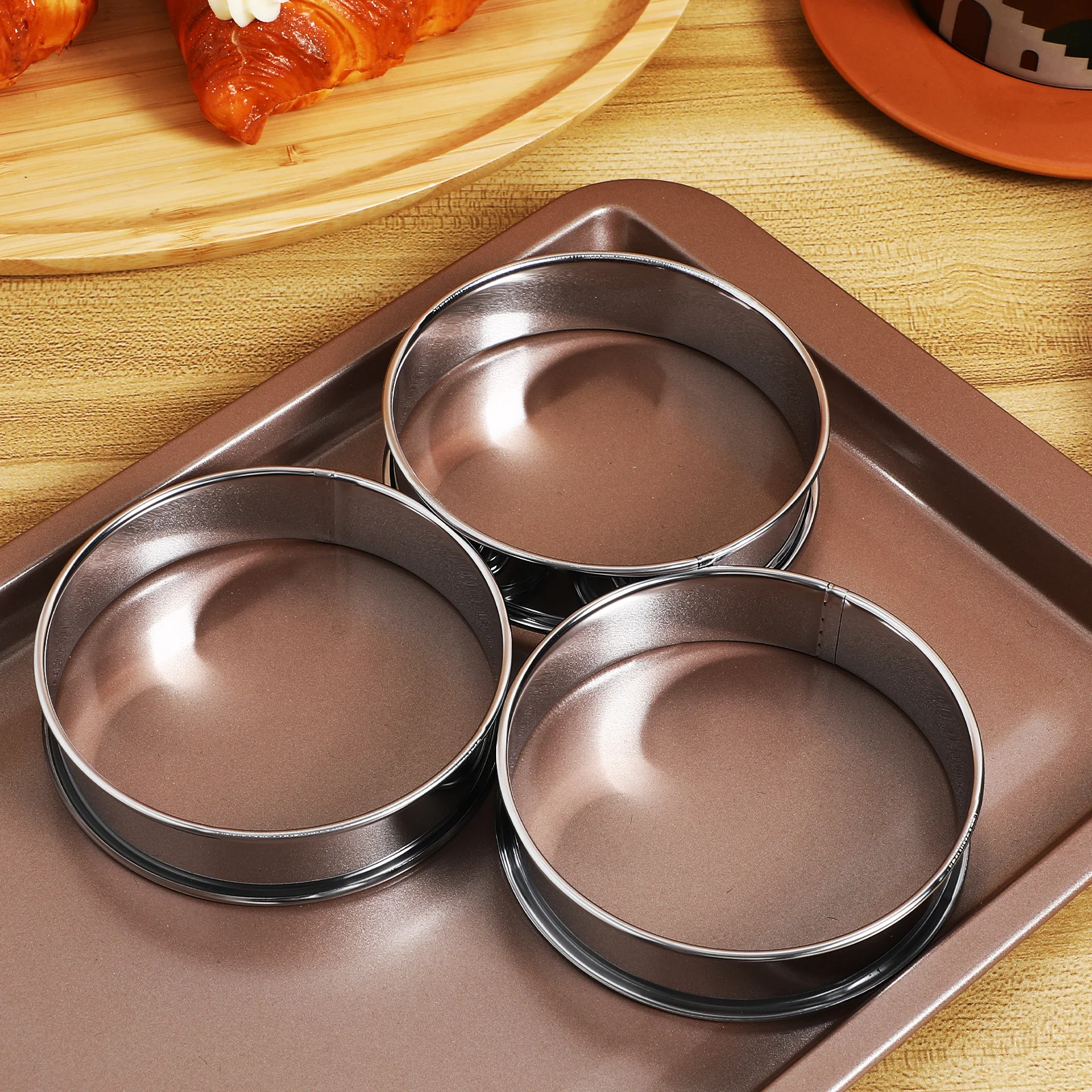 

10 pcs Stainless Crumpet Rings Muffin Baking Mold 10cm Non Stick Easy Clean Cookie Egg Rings Egg Tart Accessories