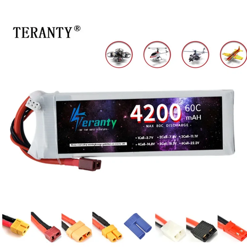 

TERANTY 4200MAH 2S 4200mAh Lipo Battery For RC Car FPV Drones Boats Helicopters 60C 7.4V Rechargeable Battery
