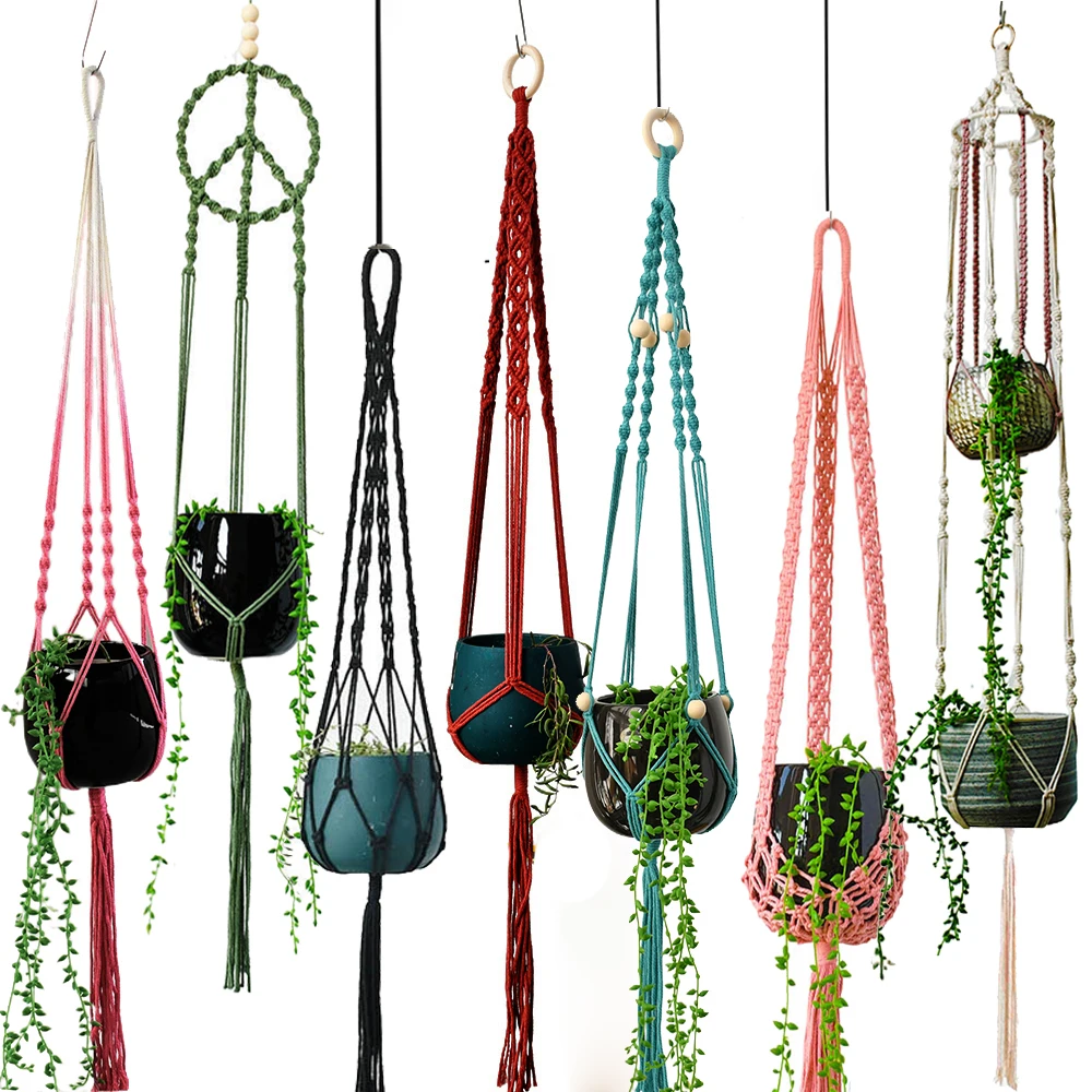 

New arrival hot sale boho style handmade macrame pot holder for garden plant hanging for window /wall