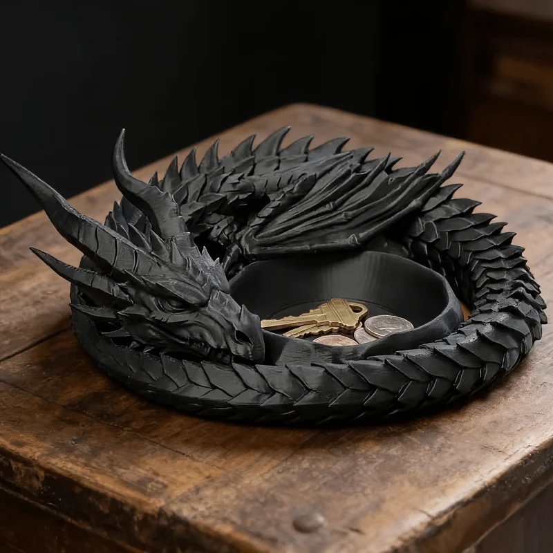 Gothic Dragon-Shaped Jewelry Tray, Tea Light Holder, Dark-Style Desktop Ornament, Ring and Necklace Storage Tray, Practical