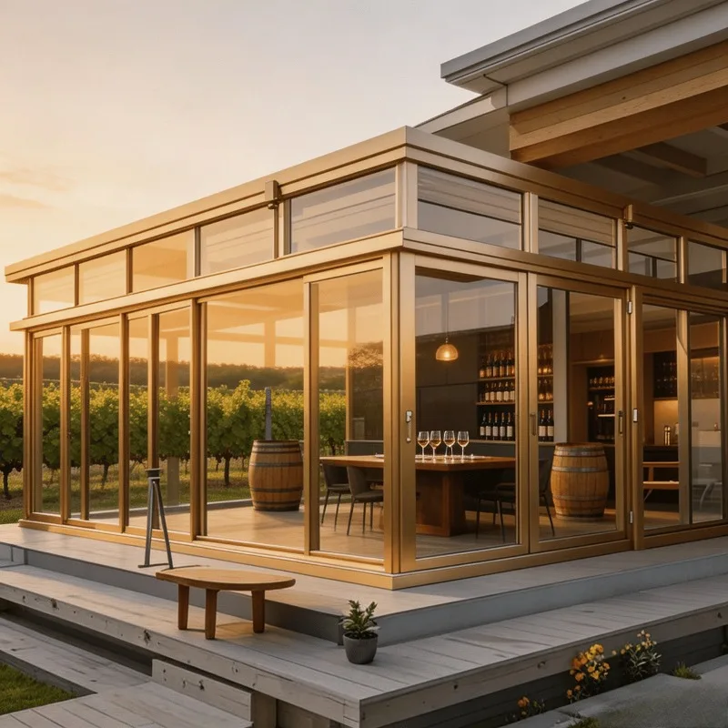 High End Aluminum Alloy Sunroom Glass House Insulated Glass Room Double Tempered Waterproof for Villa Courtyard Use Work