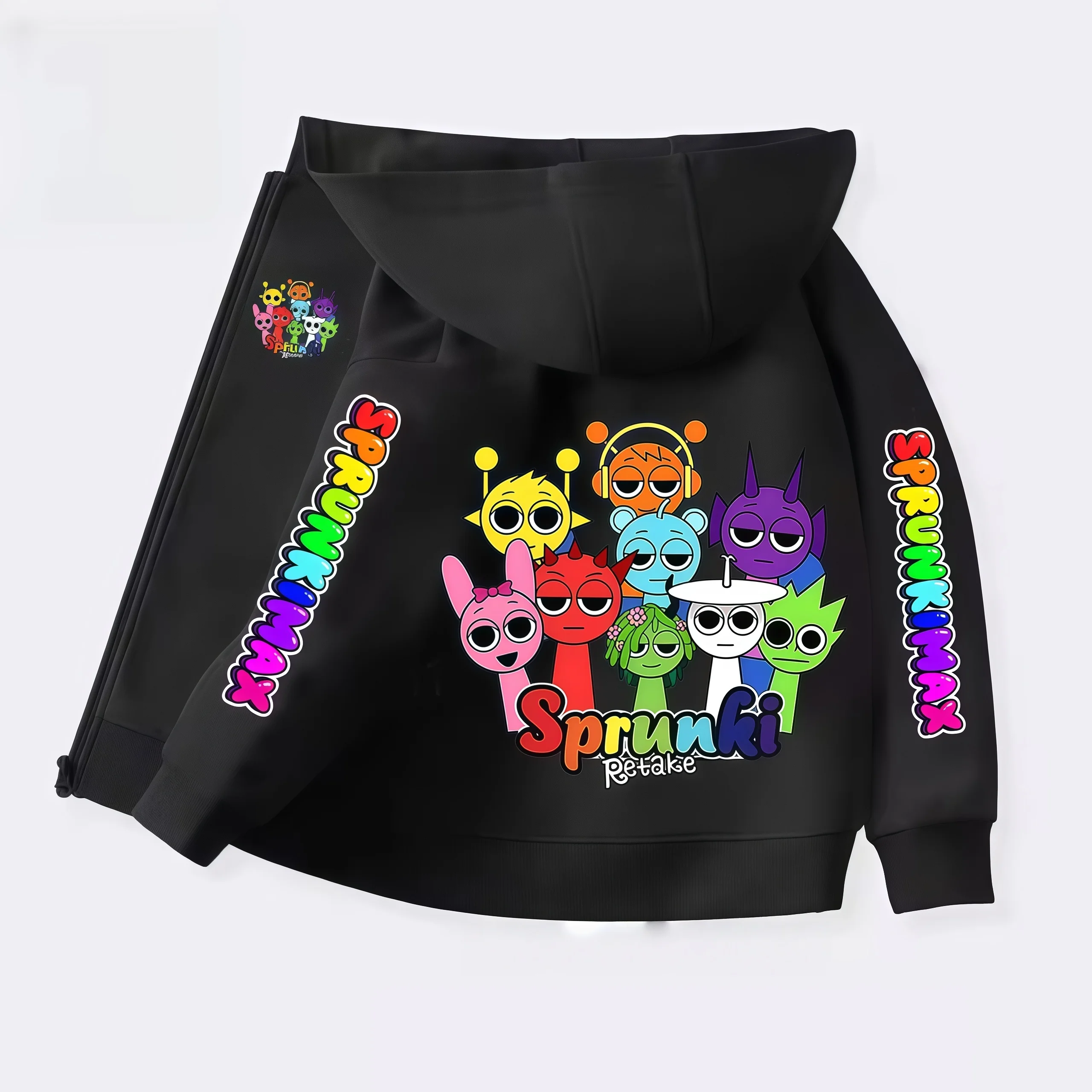 Sprunki Kapuzenpullover mit Reißverschluss für Kinder, Incredibox Anime-Figuren, Mädchen-Sweatshirt, Kinder-Frühlings- und Herbstpullover, Geschenk, Jungenkleidung, 4-14 Jahre. – Detail 1