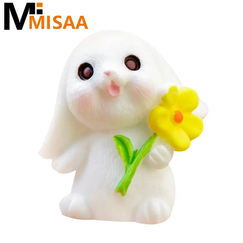 Miniature Animals Cartoon Resin Cute Creative Moss Landscape Rabbit Miniature Figurines Doll Products Mini Rabbit Ornament