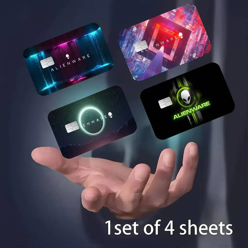 ملصق بطاقة الخصم الائتماني من Dell Alienware Animation PC Gaming DIY ملصق تزيين الحفلات المقاوم للماء ملصق جلدي للبطاقات الصغيرة