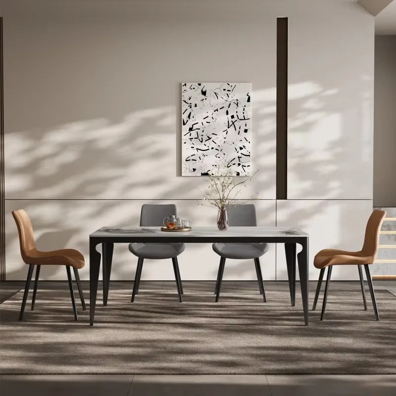 Modern Home Furniture Restaurant Kitchen Table Sintered Stone Top Marble Dining Table Set For 6 Square Dining Table