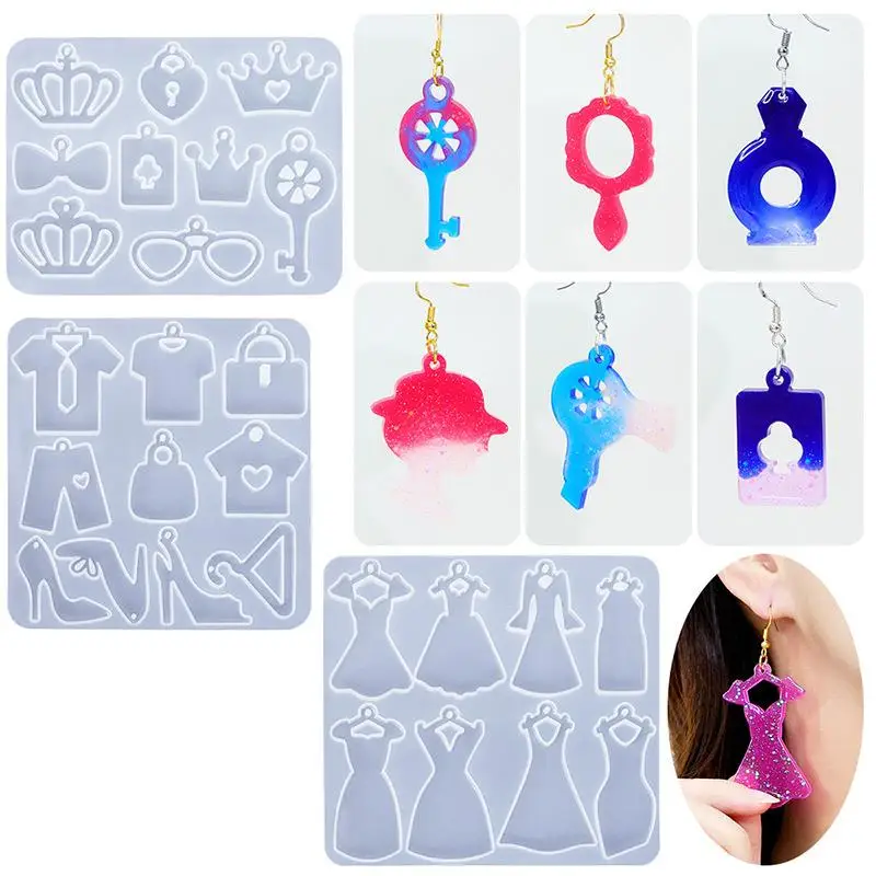 Earring Silicone Mold Earring Resin Mold Jewelry Making Casting Tools Earring Hooks For Craft DIY Charms Pendant Earring Making