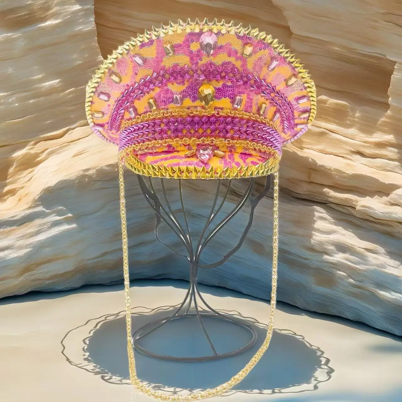 

HongLuan Mardi Gras New Year Captain Hat for Music Festival Woman, Rave Festivals Accessories & Carnival Party Cap for Man