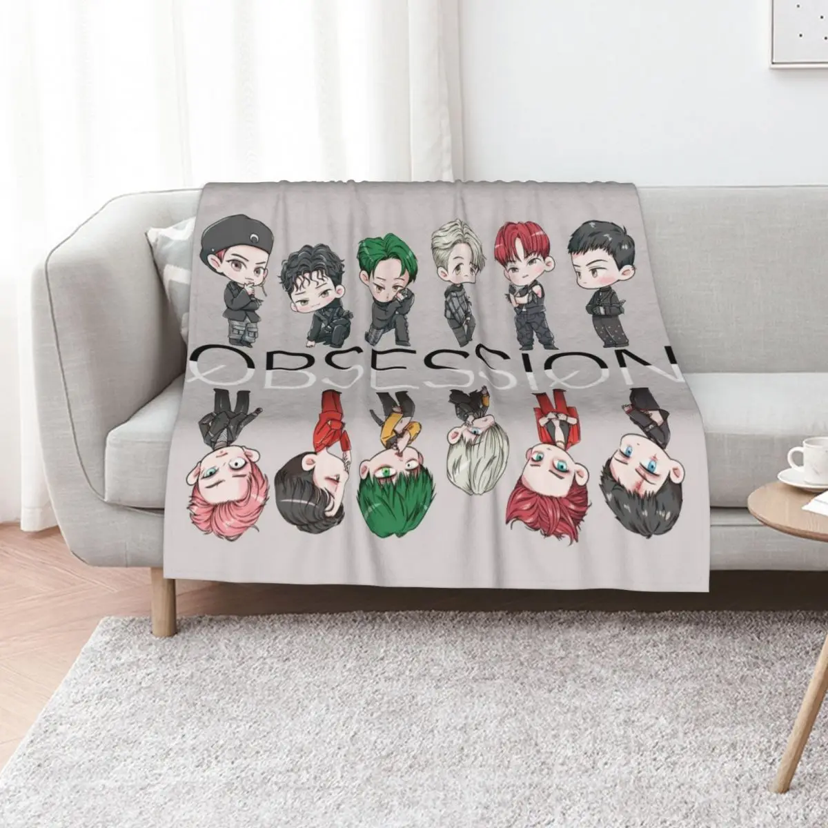 

EXO.OBSESSION.REVERSESIDE Throw Blanket Bed covers Decorative Sofas Comforter Furrys Blankets