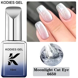 KODIES GEL Moonlight Cat Eye Gel Nail Polish Porcelain White Magnetic Semi Permanent UV Gel Varnish Ceramic Silver Nails Lacquer