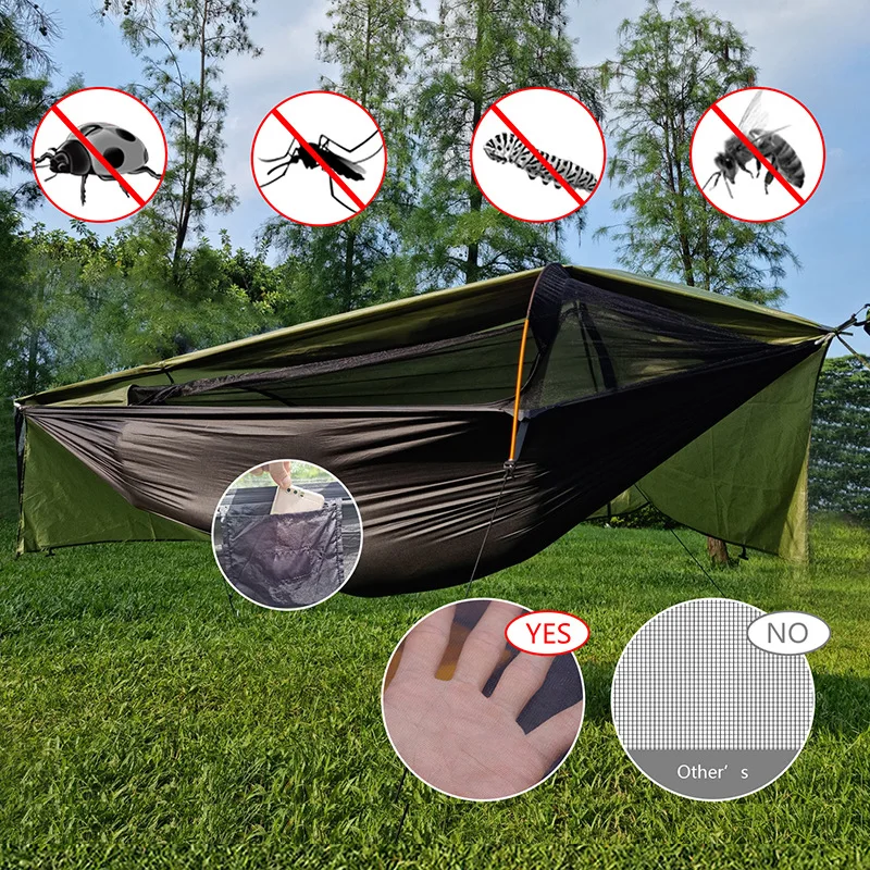 Traveler Outdoor Waterproof and Mosquito proof Camping Hammock Hiking Integrated Off Ground Sunshade with Mosquito Net Hammock